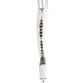 Pleaser ADORE-3019 Bota Alta Plataforma Cuero Sintético Blanco EU-40 / US-10