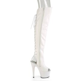 Pleaser ADORE-3019 Bota Alta Plataforma Cuero Sintético Blanco EU-40 / US-10