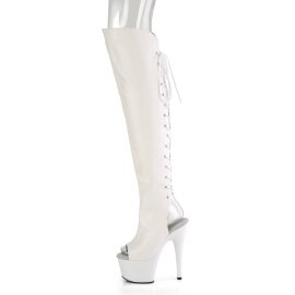 Pleaser ADORE-3019 Bota Alta Plataforma Cuero Sintético Blanco EU-41 / US-11