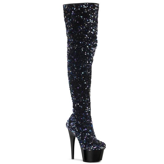 Pleaser ADORE-3020 Bota Alta Plataforma Metalizado Negro EU-35 / US-5