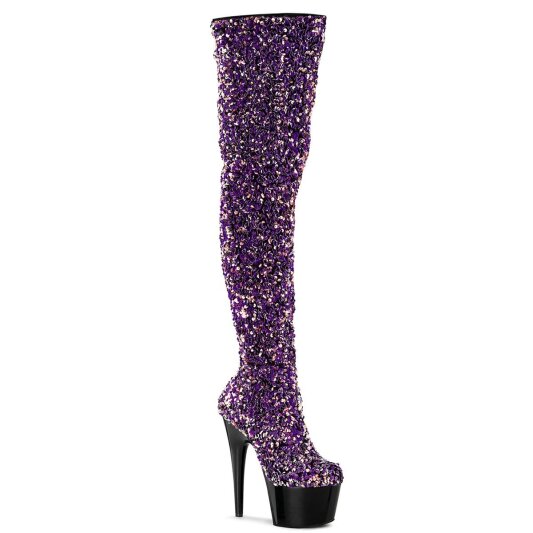 Pleaser ADORE-3020 Bota Alta Plataforma Metalizado Lila EU-35 / US-5