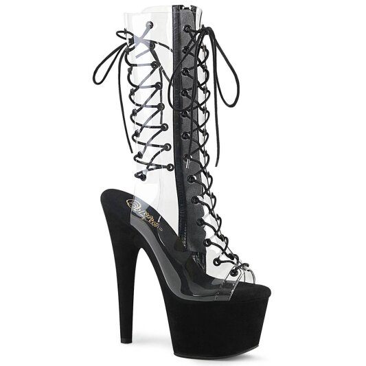 Pleaser ADORE-700-60FS Botín Plataforma Ante Sintético Negro Transparente EU-36 / US-6