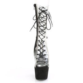 Pleaser ADORE-700-60FS Botín Plataforma Ante Sintético Negro Transparente EU-36 / US-6