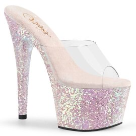 Pleaser ADORE-701LG Zapato Abierto Plataforma Purpurina Transparente Rosa Claro EU-38 / US-8