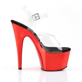 Pleaser ADORE-708 Sandalia de Tacón Plataforma Metalizado Rojo Transparente EU-41 / US-11
