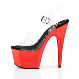 Pleaser ADORE-708 Sandalia de Tacón Plataforma Metalizado Rojo Transparente EU-42 / US-12