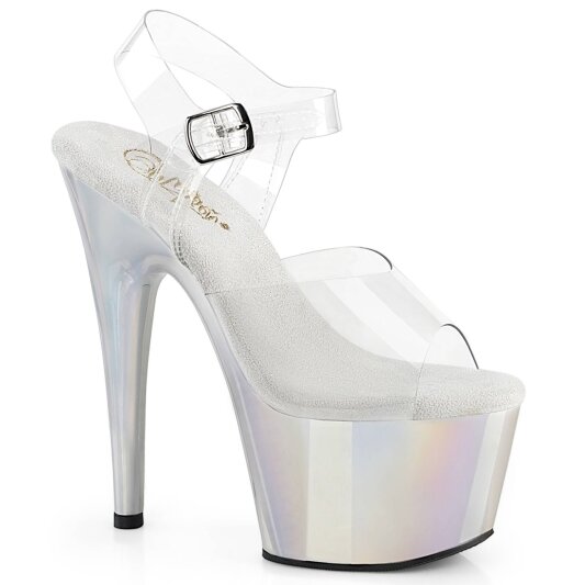 Pleaser ADORE-708LQ Sandalia de Tacón Plataforma Holo Plata Transparente EU-35 / US-5