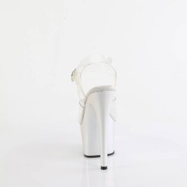 Pleaser ADORE-708LQ Sandalia de Tacón Plataforma Holo Plata Transparente EU-35 / US-5