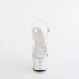 Pleaser ADORE-708LQ Sandalia de Tacón Plataforma Holo Plata Transparente EU-37 / US-7