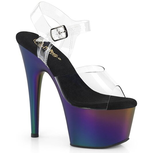 Pleaser ADORE-708MCH Sandalia de Tacón Plataforma Transparente Multicolor EU-35 / US-5