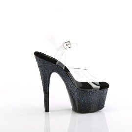 Pleaser ADORE-708SS Sandalia de Tacón Plataforma Purpurina Negro Transparente EU-41 / US-11