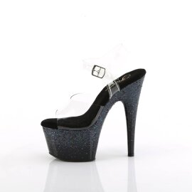 Pleaser ADORE-708SS Sandalia de Tacón Plataforma Purpurina Negro Transparente EU-35 / US-5
