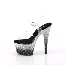 Pleaser ADORE-708SS Sandalia de Tacón Plataforma Purpurina Plata Transparente EU-39 / US-9
