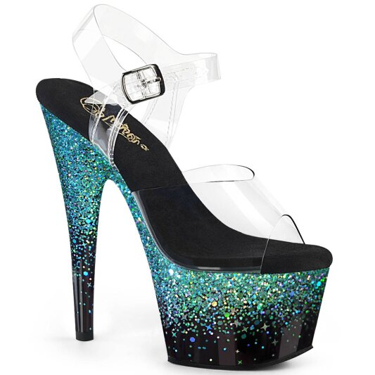 Pleaser ADORE-708SS Sandalia de Tacón Plataforma Purpurina Transparente Turquesa EU-35 / US-5