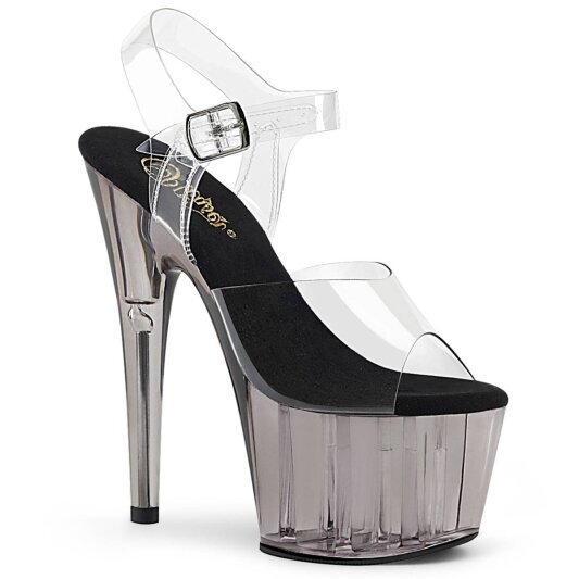 Pleaser ADORE-708T Sandalia de Tacón Plataforma Ahumado Transparente Gris EU-35 / US-5