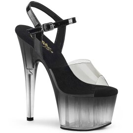 Pleaser ADORE-708T-2 Sandalia de Tacón Plataforma Ahumado Negro Transparente EU-41 / US-11