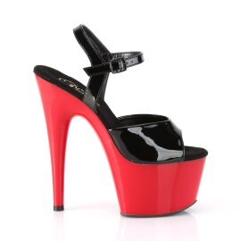 Pleaser ADORE-709 Sandalia de Tacón Plataforma Charol Rojo Negro EU-40 / US-10