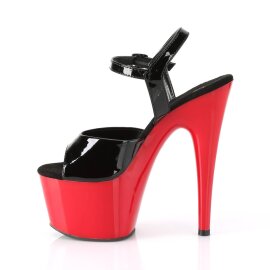 Pleaser ADORE-709 Sandalia de Tacón Plataforma Charol Rojo Negro EU-35 / US-5