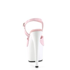 Pleaser ADORE-709 Sandalia de Tacón Plataforma Charol Rosa Claro Blanco EU-35 / US-5