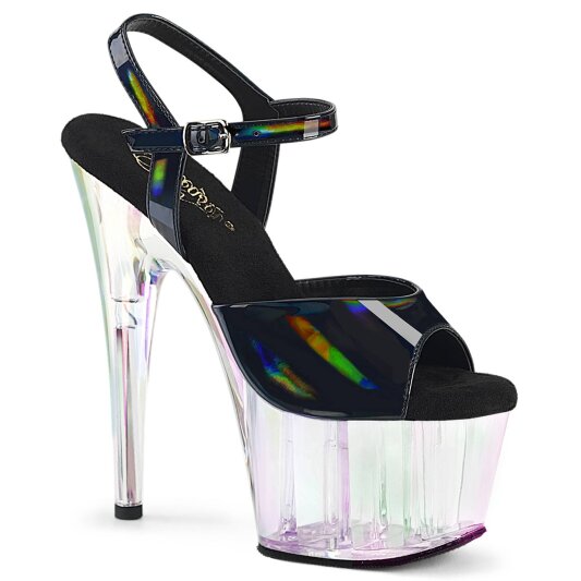 Pleaser ADORE-709HT Sandalia de Tacón Plataforma Holo Negro Transparente EU-37 / US-7