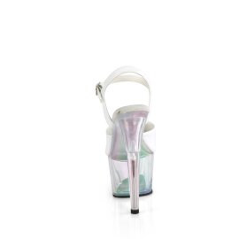 Pleaser ADORE-709HT Sandalia de Tacón Plataforma Holo Blanco Transparente EU-41 / US-11