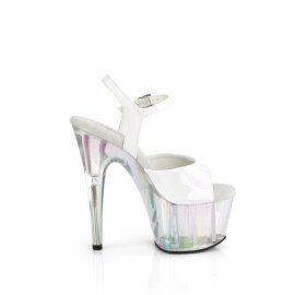 Pleaser ADORE-709HT Sandalia de Tacón Plataforma Holo Blanco Transparente EU-41 / US-11