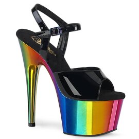 Pleaser ADORE-709RC Sandalia de Tacón Plataforma Charol Negro Multicolor EU-41 / US-11