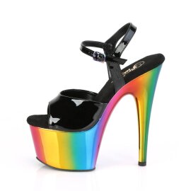 Pleaser ADORE-709RC Sandalia de Tacón Plataforma Charol Negro Multicolor EU-38 / US-8