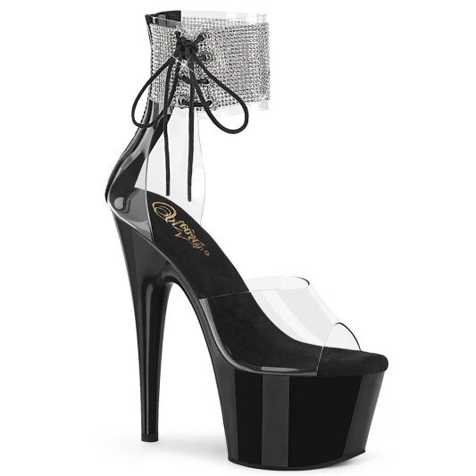 Pleaser ADORE-724RS Sandalia de Tacón Plataforma Metalizado Negro Transparente EU-38 / US-8