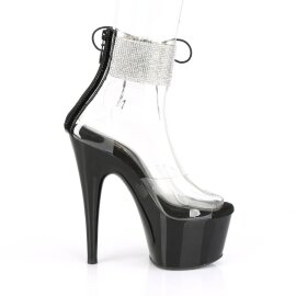 Pleaser ADORE-724RS Sandalia de Tacón Plataforma Metalizado Negro Transparente EU-38 / US-8