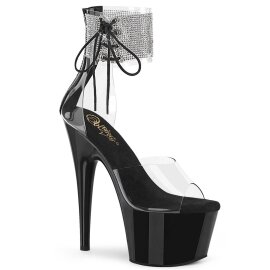 Pleaser ADORE-724RS Sandalia de Tacón Plataforma Metalizado Negro Transparente EU-39 / US-9