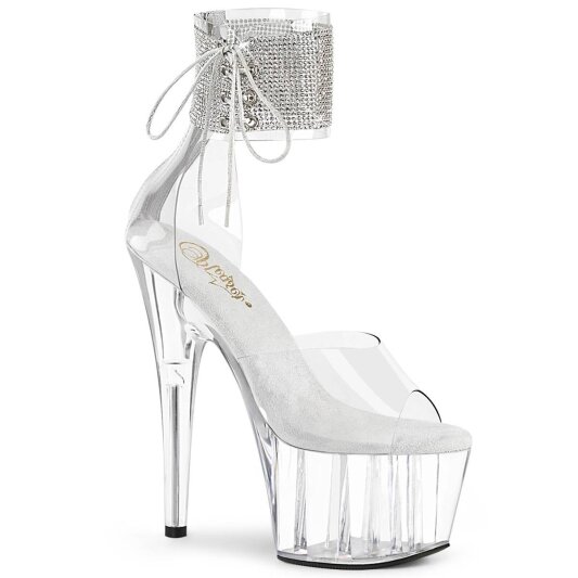 Pleaser ADORE-724RS Sandalia de Tacón Plataforma Metalizado Transparente EU-37 / US-7