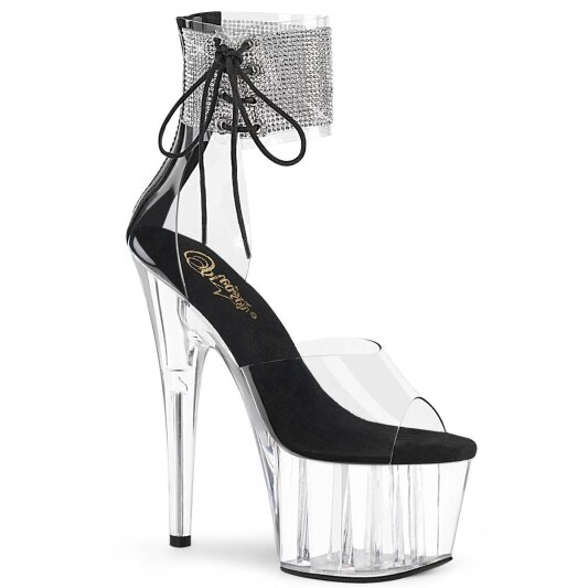 Pleaser ADORE-724RS Sandalia de Tacón Plataforma Metalizado Transparente EU-38 / US-8
