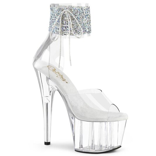 Pleaser ADORE-724RS-02 Sandalia de Tacón Plataforma Metalizado Transparente EU-42 / US-12