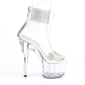 Pleaser ADORE-727RS Sandalia de Tacón Plataforma Metalizado Plata Transparente EU-35 / US-5