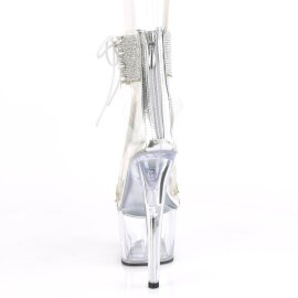 Pleaser ADORE-727RS Sandalia de Tacón Plataforma Metalizado Plata Transparente EU-37 / US-7