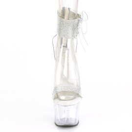 Pleaser ADORE-727RS Sandalia de Tacón Plataforma Metalizado Plata Transparente EU-38 / US-8