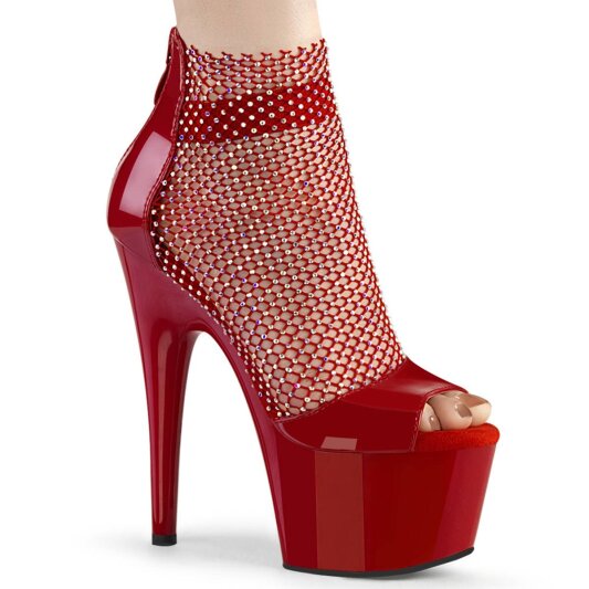 Pleaser ADORE-765RM Sandalia de Tacón Plataforma Malla Charol Rojo EU-35 / US-5