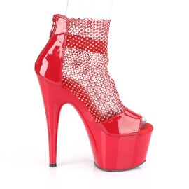 Pleaser ADORE-765RM Sandalia de Tacón Plataforma Malla Charol Rojo EU-35 / US-5