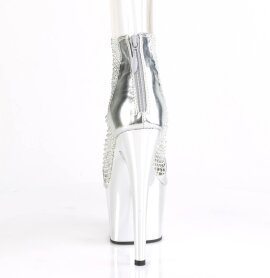 Pleaser ADORE-765RM Sandalia de Tacón Plataforma Malla Metalizado Plata EU-38 / US-8