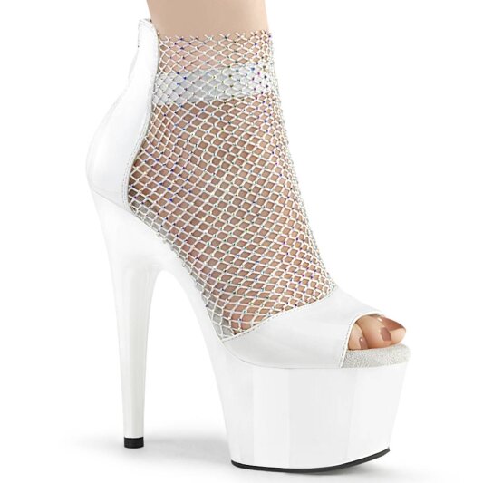 Pleaser ADORE-765RM Sandalia de Tacón Plataforma Malla Charol Blanco EU-37 / US-7