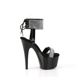 Pleaser ADORE-770 Sandalia de Tacón Plataforma Charol Metalizado Negro EU-41 / US-11