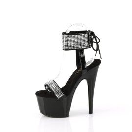 Pleaser ADORE-770 Sandalia de Tacón Plataforma Charol Metalizado Negro EU-38 / US-8