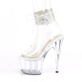 Pleaser ADORE-791-2RS Sandalia de Tacón Plataforma Charol Metalizado Transparente EU-40 / US-10