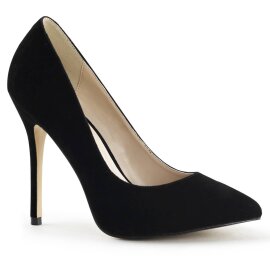 Pleaser AMUSE-20 Tacones Terciopelo Negro EU-44 / US-14