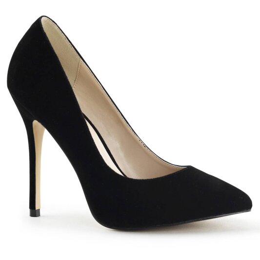 Pleaser AMUSE-20 Tacones Terciopelo Negro EU-36 / US-6