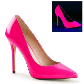 Pleaser AMUSE-20 Tacones Charol Rosa Claro Neón...