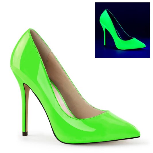 Pleaser AMUSE-20 Tacones Charol Neón Verde EU-40 / US-10