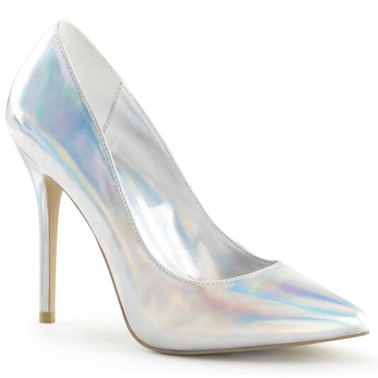 Pleaser AMUSE-20 Tacones Holo Plata EU-37 / US-7
