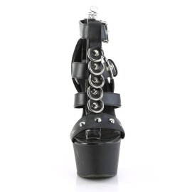 Pleaser ASPIRE-658 Sandalia de Tacón Plataforma Cuero Sintético Negro EU-35 / US-5